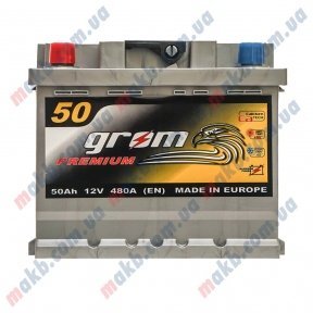 Аккумулятор Grom Premium 50Ah L+ 480A (низкобазовый)