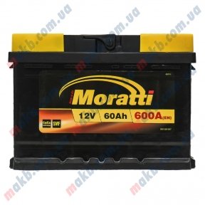 Аккумулятор Moratti 60Ah R+ 600A (низкобазовый)