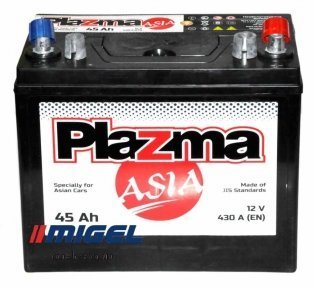 Акумулятор Plazma ASIA 45AH JR+ 430A (тонка клема)