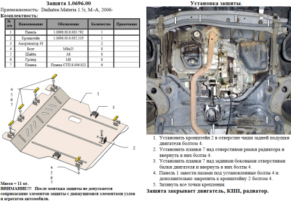 Захист двигуна КОЛЬЧУГА для Daihatsu Materia (2006-) 1,5