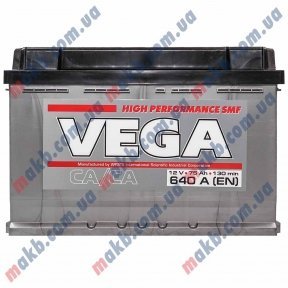 Акумулятор Vega HP STANDART 75Ah R+ 640A