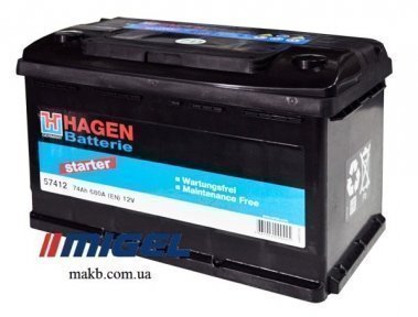 Акумулятор Hagen 74AH R+ 680A