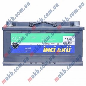 Акумулятор INCI-AKU AGM Start-Stop 92Ah R+ 850a