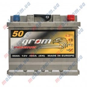 Аккумулятор Grom Premium 50Ah R+ 480A (низкобазовый)