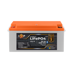 Акумулятор LP LiFePO4 51,2V - 50 Ah (2560Wh) (BMS 80A/50А) пластик Smart BT