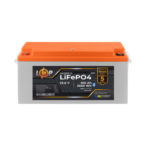 Акумулятор LP LiFePO4 25,6V - 100 Ah (2560Wh) (BMS 100A/50А) пластик Smart BT