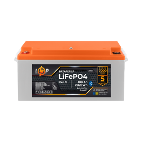 Акумулятор LP LiFePO4 25,6V - 100 Ah (2560Wh) (BMS 80A/50А) пластик Smart BT Акумулятор LP LiFePO4 25,6V - 100 Ah (2560Wh) (BMS 80A/50А) пластик Smart BT