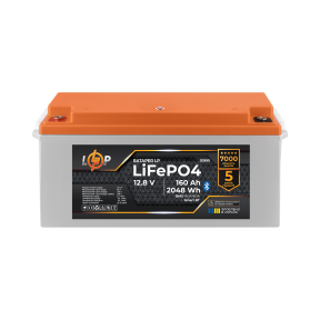 Акумулятор LP LiFePO4 12,8V - 160 Ah (2048Wh) (BMS 160A/80А) пластик Smart BT Акумулятор LP LiFePO4 12,8V - 160 Ah (2048Wh) (BMS 160A/80А) пластик Smart BT