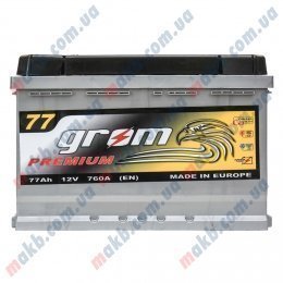 Акумулятор Grom Premium 77Ah R+ 760A