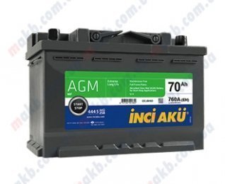 Акумулятор INCI-AKU AGM 70Ah R+ 760A