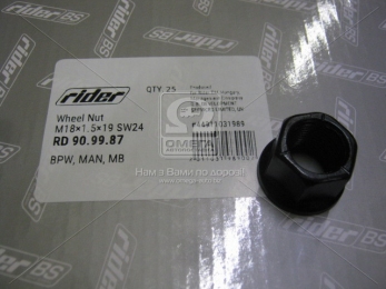 Гайка М18*1,5*19 SW24 колеса BPW, MAN, MB (RIDER)