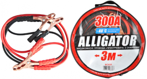 Пускові проводи ALLIGATOR CARLIFE 300A, довжина 3м сумка