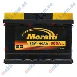 Аккумулятор Moratti 60Ah R+ 600A (низкобазовый)