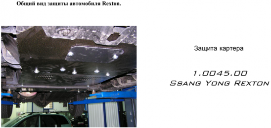 Захист двигуна КОЛЬЧУГА для Ѕѕапд Yong Rexton (2001-2006)