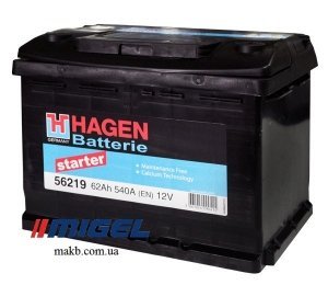 Акумулятор Hagen 62AH R+ 540A