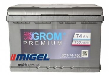Акумулятор Grom 74Ah R+ 750A