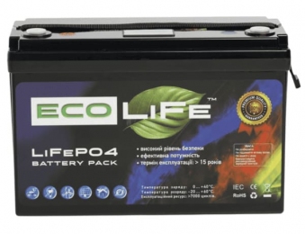Акумулятор LiFePo4 12-110 Ah EcoLife c  BMS платой