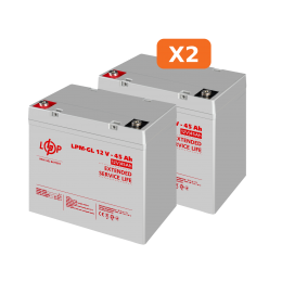 Комплект из двух аккумуляторных гелевых батарей для ИБП 12V 90Ah (45Ah + 45Ah) 1080Wh