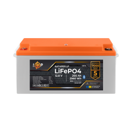 Акумулятор LP LiFePO4 12,8V - 200 Ah (2560Wh) (BMS 200A/100А) пластик Smart BT